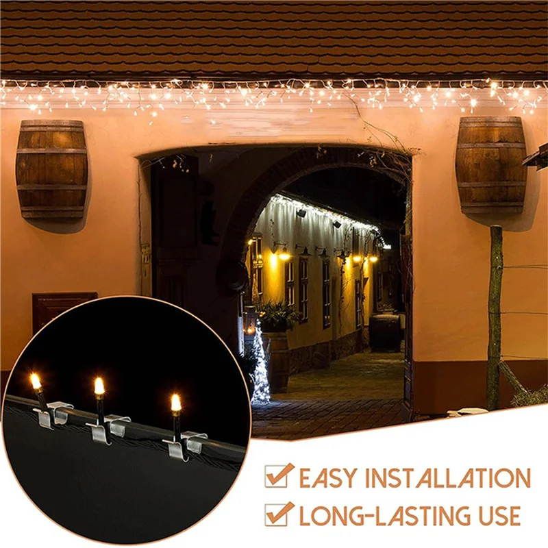 

【Flash Sale】100PC Christmas Lights Gutter Hooks Galvanized Holiday Lights Roof Hooks Christmas Light Clips B