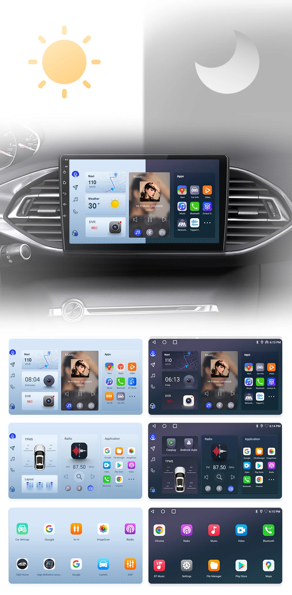 Junsun Drahtlose CarPlay Android Auto Auto Radio Für Peugeot 308 308S 2013 - 2017 GPS Multimedia 2 din – Detail 6
