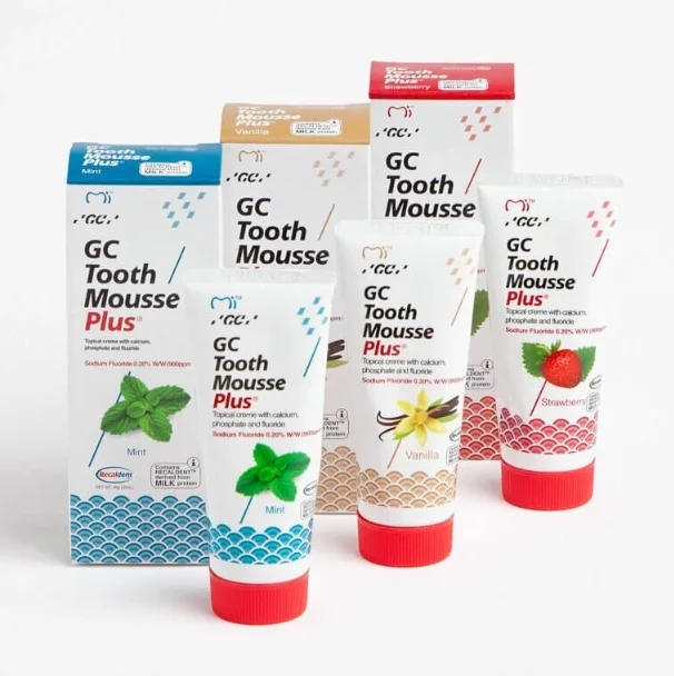 Mousse Dental de 40g, Crema para el Cuidado Dental con Proteína de Leche, Fortalece y Repara la Estructura del Diente, Sabor Fresa y Menta