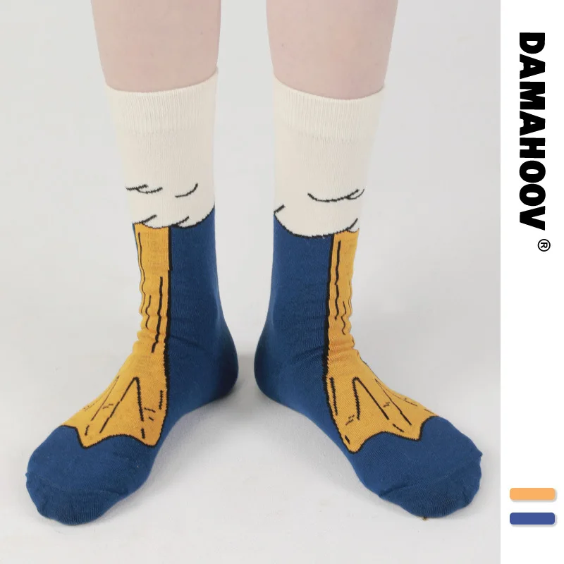 Chaussettes unisexes en coton, 2 paires, à la mode, dessin animé, chat, Art drôle, Alien Planet, confortables, créatives et chaudes, pour la fête d'halloween, automne et hiver