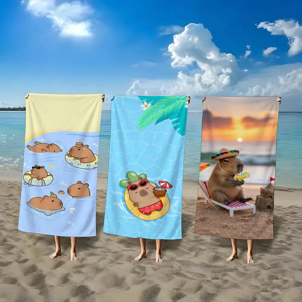 Summer Vacation Capybara Beach Chill Towel ultra-fine fiber quick drying absorbent bath towel, outdoor swimming sports towel