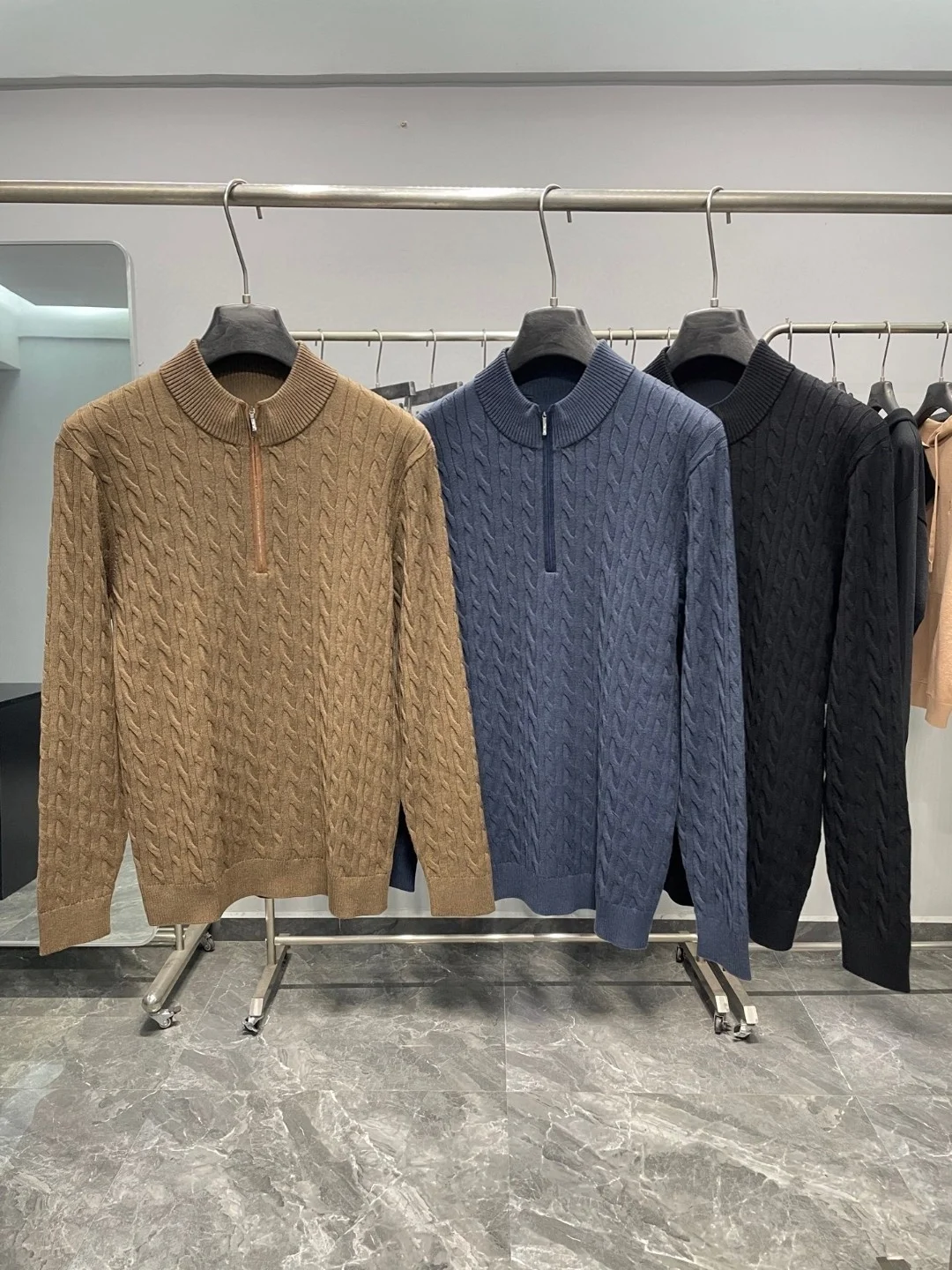 

Men's Knitted Long Sve Zipper Ne Casual Sweater Pure Color f High Collar Autumn Winter New Sle Casual Faion Men's...