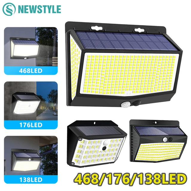 Solarne lampy ruchu na zewnątrz 468/176LED 3 tryby Solarne oświetlenie ogrodzeniowe Wodoodporne słoneczne światła bezpieczeństwa Drzwi do ogrodu Patio Garaż Krok