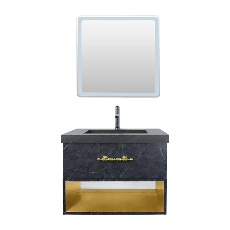 

Легкий роскошный скандинавский умывальник для ванной комнаты, умывальник из золотой нержавеющей стали, встроенный шкаф для раковины