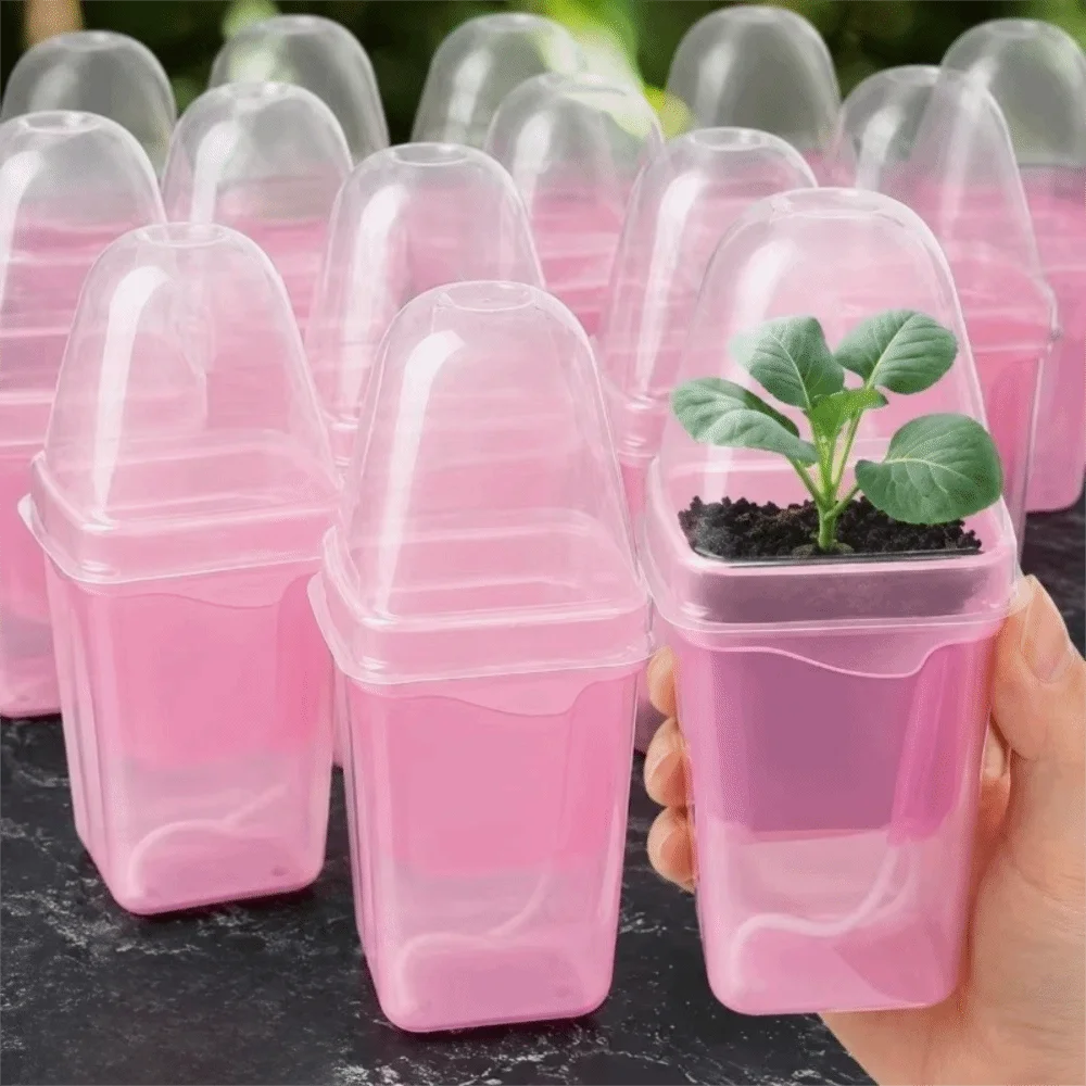 Plastic Self-Watering Flower Pots Double-Layer Structure Root View Transparent Plant Pots Self-Absorbing Planters