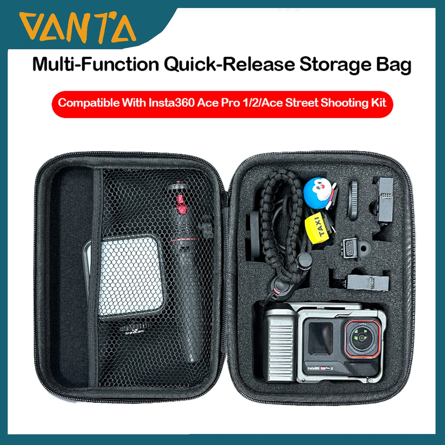 

For Insta360 Ace Pro 2 Xplorer Carrying Case Grip Kit Organizer Bag Support for Storing Amagisn/Offical/Metal/3D Prints