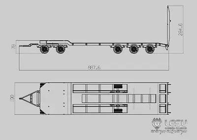 

US Stock Metal Trailer Plate 887.6*190*78MM Spare Parts for LESU Tamiyaya 1/14 RC Truck Model Remote Control Car TH02005
