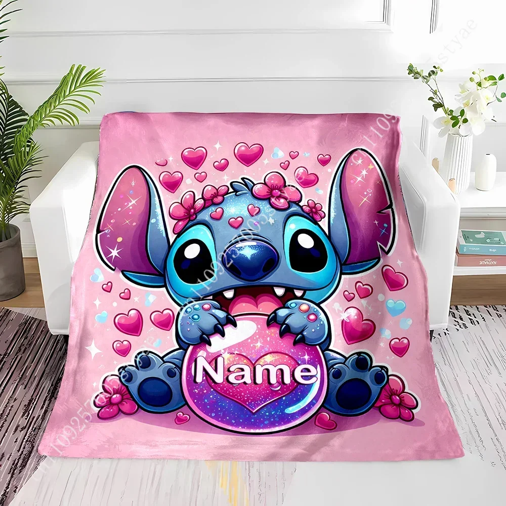 

Stitch Blankets Disney Cartoon Plush Blanket Soft Indoor Decoration Child Holiday Party Boy Girl Gifts Warm Custom Quilt