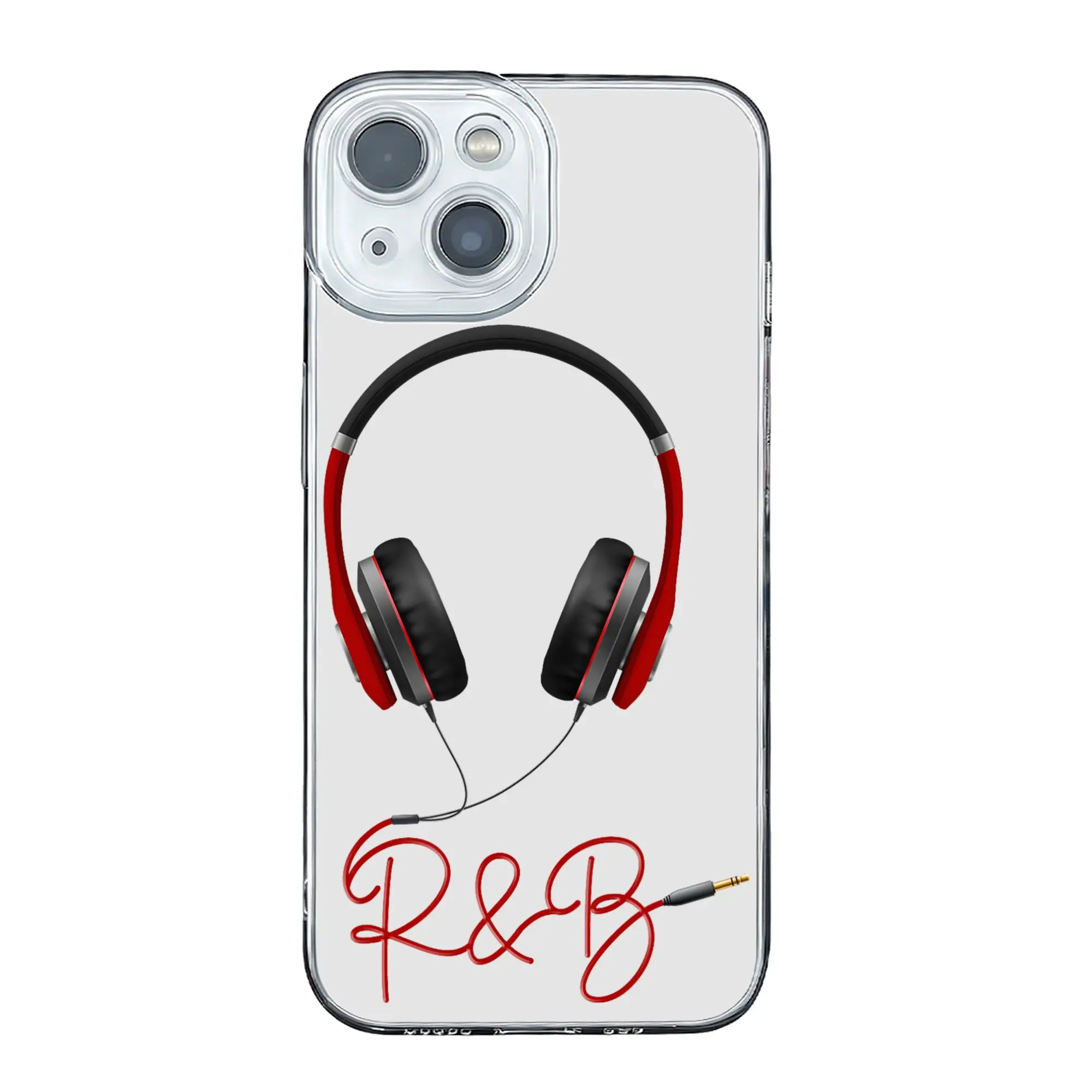 Nova Capa Protetora Armor Bumper com Ícone de Fone de Ouvido Vermelho, Estética Musical Soul R&B Kpop Idol para iPhone 17 16 15 14 13 12 11
