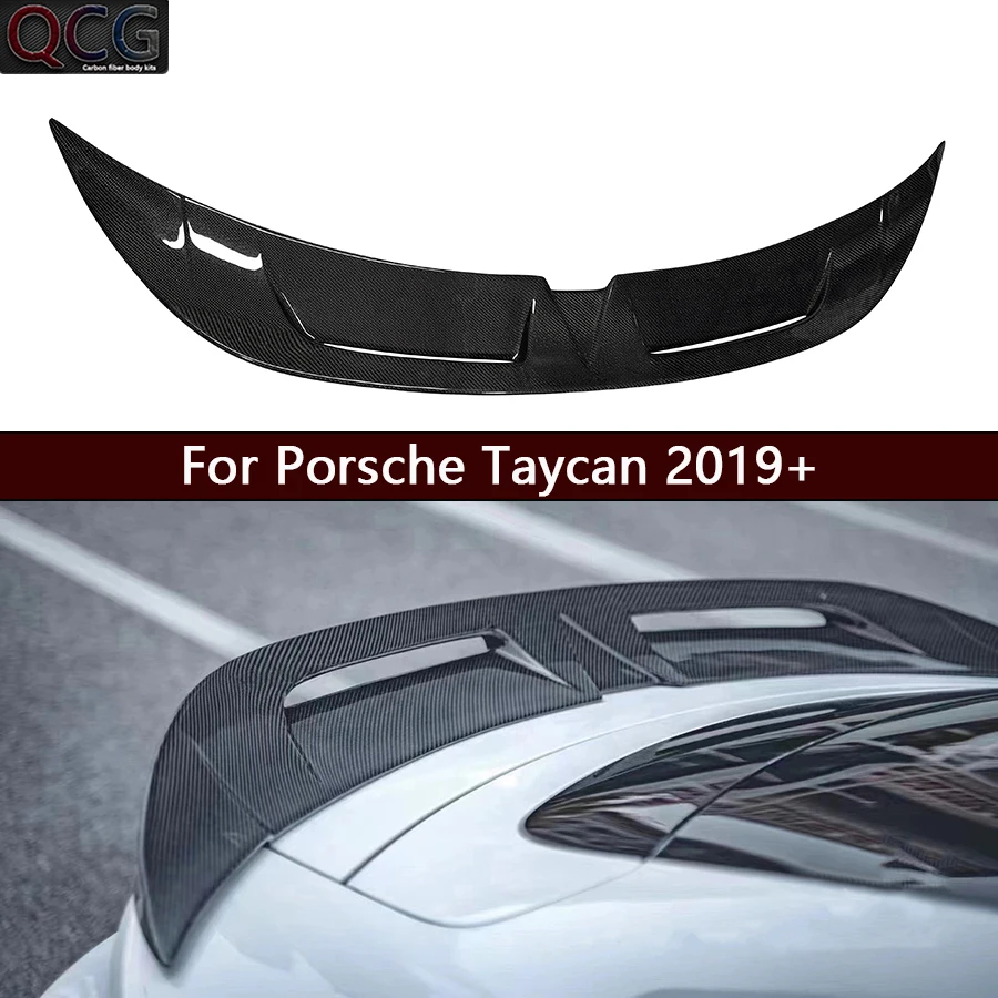 For Porsche Taycan 2019+ Carbon Fiber Spoiler Tail fins Rear Trunk Spoiler Guide Wing Rear Wing Car Accessories body kit