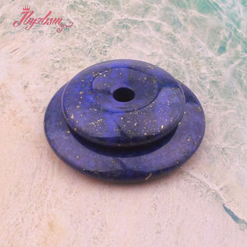 25,40,50mm Round Donut Rings Blue Lapis Lazuli Natural Stone Beads for DIY Necklace Bracelet Pendant Charms Jewelry Making 1 Pcs