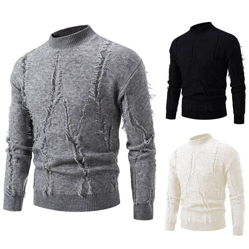

Мужской повседневный универсальный трикотажный свитер Boting из полиэфирного волокна, длинный свеч с высоким воротником, теплый, подходит для молодежи