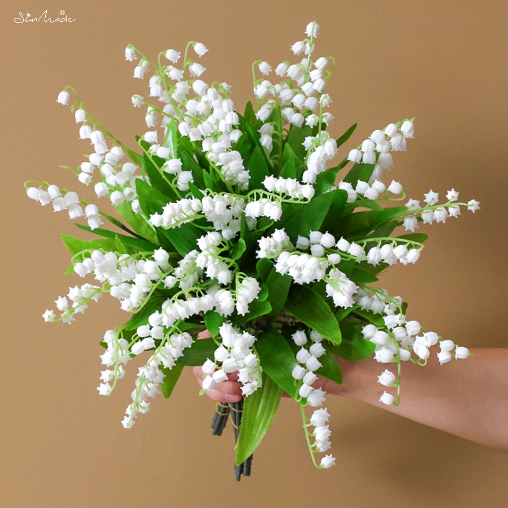 SunMade Campanula White Bellflower Artificial Plastic Flowers Home Decor Flores Artificales Garden Decoration Wedding Bouquet