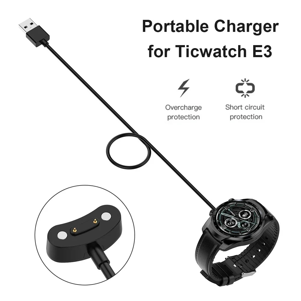 Charger Cable For Ticwatch E3 / Pro 5 / Pro3 LTE Ticwatch pro 3 ultra gps Smart Watch Charger Dock Cradle