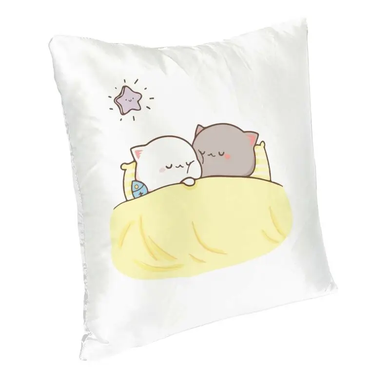 Peach And Goma Mochi Cat Sleeping Square Pillow Case Home Decorative Cushion Cover Throw Pillow for Sofa Double-sided Printing