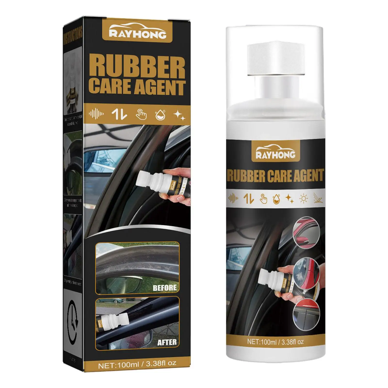 Car Rubber Cleaner Restorer Maintenance Agent 100ml for Faded Dull Seals All for Car Rubber Repair