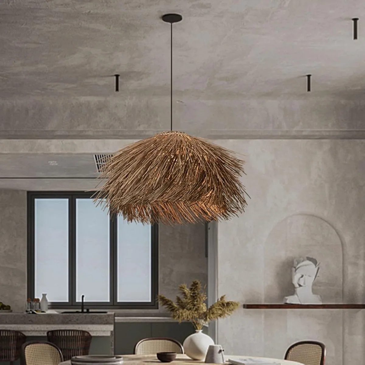 JOYINLED اليابانية الرجعية الروطان قلادة الخفيفة ، البني 40/50/60 سنتيمتر المنسوجة يدويا الروطان الثريا لغرفة الطعام المطبخ غرفة نوم لامو