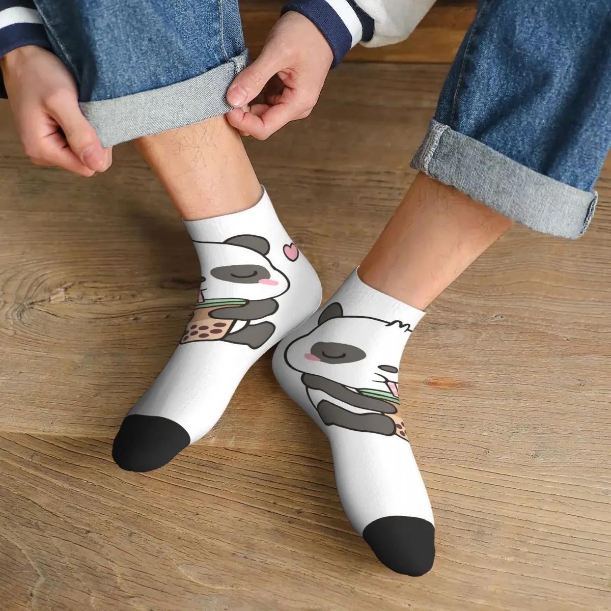 

Носки Cute Little Panda Enjoying Boba T, чулки в стиле Харадзюку, всесезонные носки, аксессуары для мужчин и женщин, подарок на день рождения
