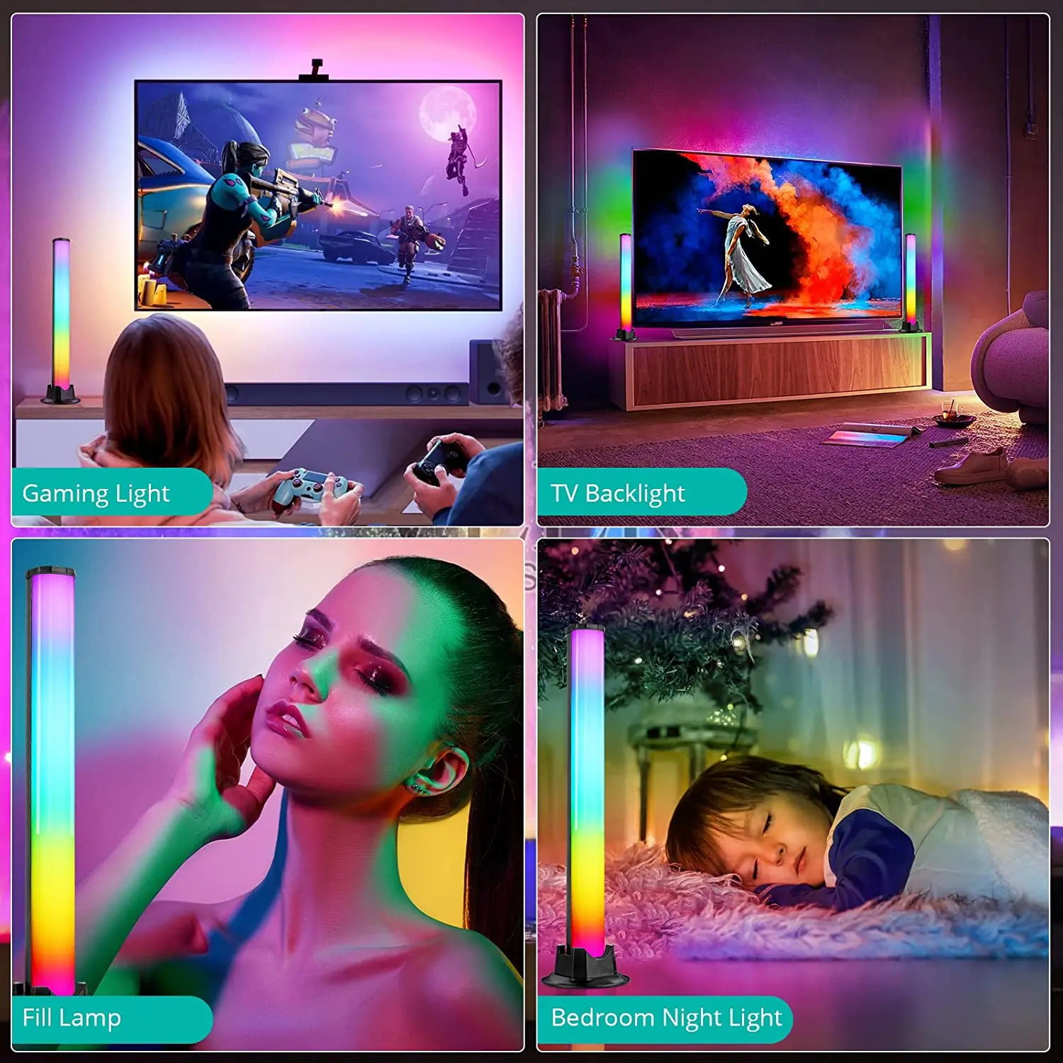 Smart RGB Light Bars Night Light Bluetooth APP Control Music Sync LED Backlights for Gaming TV Room Decoration Lamp Mood Lights