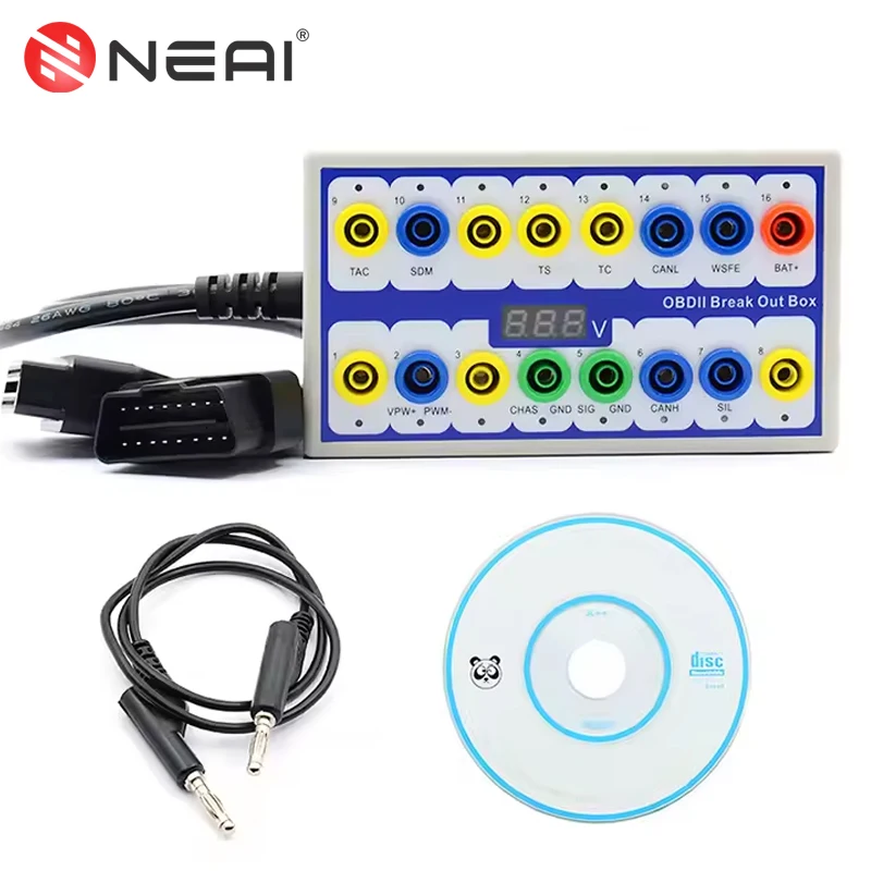 

OBD2 Break Out Box Pin Out Box Детектор протокола OBDII Детектор диагностического разъема, используемый для передачи сигнала линии OBD