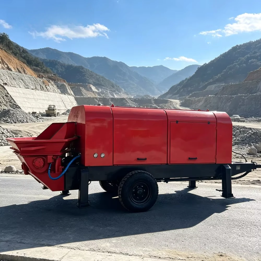 Site Convenient Operation Machinery Concrete Pump Trailer Mounted For Continuous Concrete Material Delivery