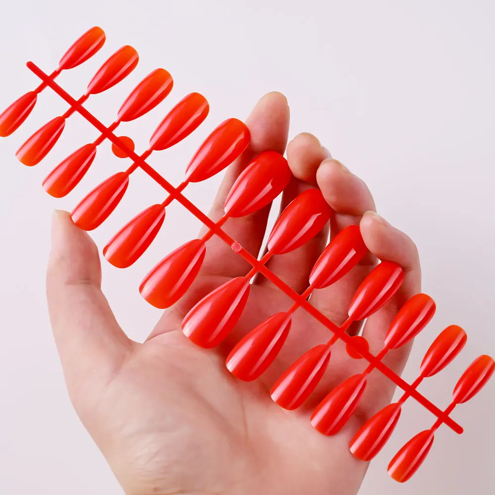120pcs Red Glaze Glossy Press On Nails Fake Nails Short Almond Design Artificial Harmless False Nails Valentine Gifts For Women