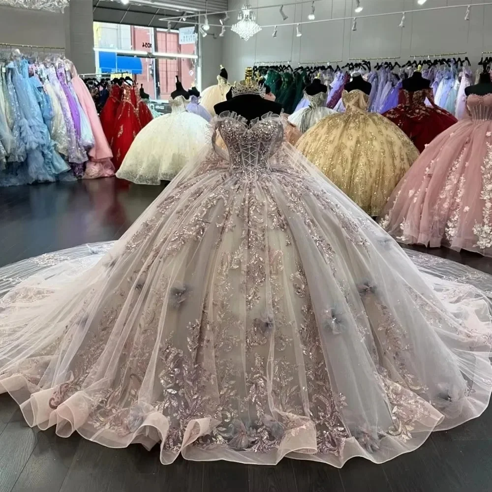 فساتين Charro Quinceanera الفاخرة ثوب الكرة قبالة الكتف يزين مطرز المكسيكي الحلو 16 فساتين 15 Anos مخصصة