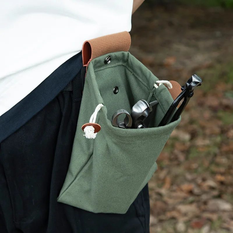 

Outdoor Foraging Bag Fruit Picking Waist Bag Foldable Canvas Drawstring Tool Storage Pouch