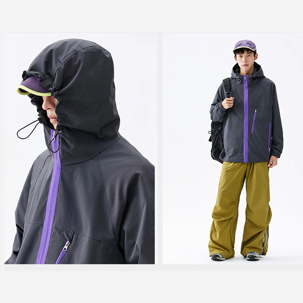 

0.7kg Lightweight Windbreaker, Unisex Reversible Softshell Jacket, Waterproof Camping Outdoor Jacket M-3XL​