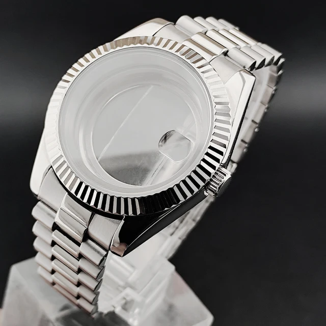 Obudowa 39mm/41mm FIT M8285/NH seria 34/35 ruch męska stalowa obudowa części do zegarków 20mm pudełko na zegarek zegarek ze szkła szafirowego