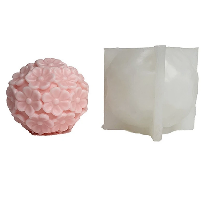 Flower Ball Scented Candle Silicone Mold Six-Petal Flower DIY Candle Plaster Ornament Flower Ball Mold-FS-PHFU