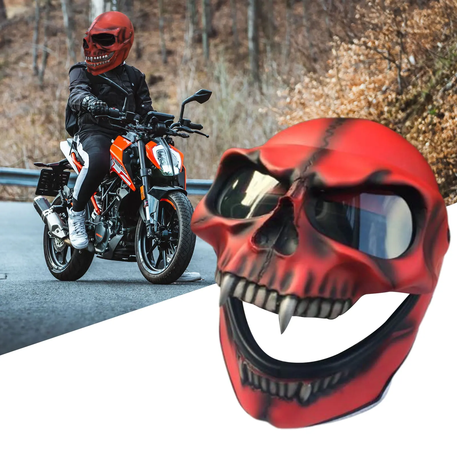 Ghost Skull Helmen Full Face Skull Helmen Motorfiets Met Goggles Skeletschedel Helmen Met Lens Full Face Schedel Skelet