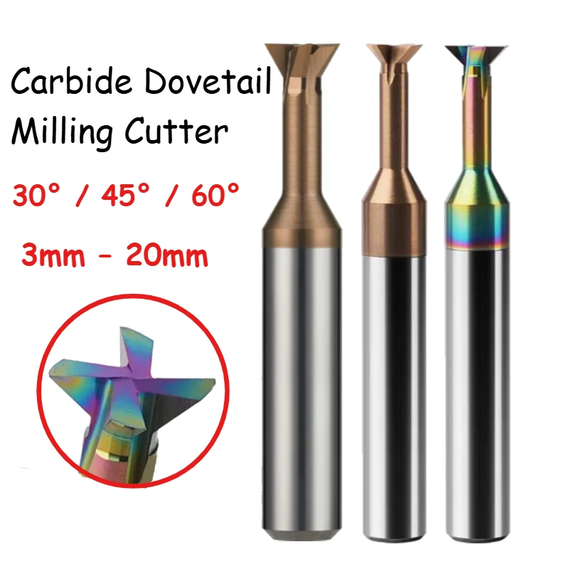 Carbide Dovetail Milling Cutter 30 45 60 Degree CNC Tool 3-20mm Tungsten Steel for Metal End Mill