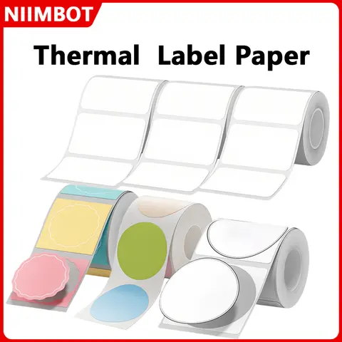 Niimbot 열 라벨 20-50mm 너비 라운드/화이트/컬러 접착 스티커 방수 종이 B1 B21 미니 프린터 태그 라벨 메이커