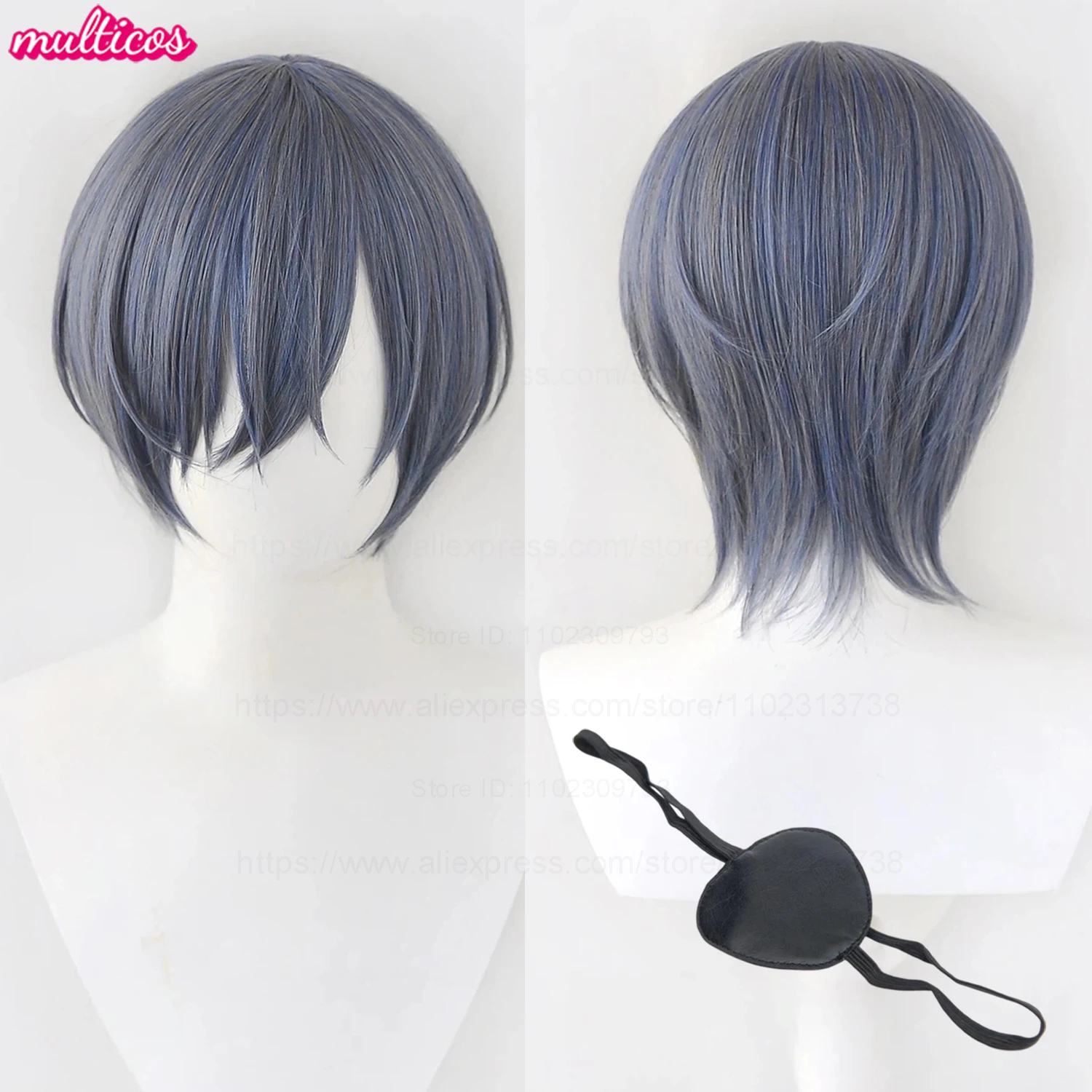 

High Quality Anime Ciel Phantomhive Cosplay Wig 30cm Short Blue Grey Heat Resistant Hair Kuroshitsuji Cosplay Wigs + Wig Cap
