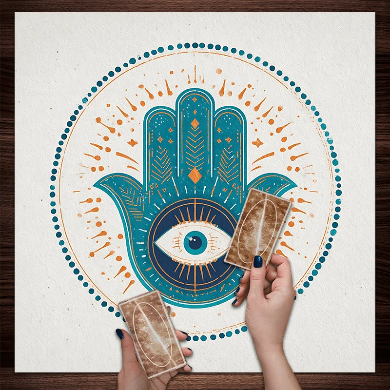 Evil Eye Hand Symbol Boho Spiritual Protection Tarot Witchy Bohemian Wall Art Print Poster Decor 50X50cm