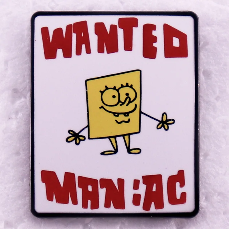 Wanted Madman Poster Enamel Pin SpongeBob SquarePants Collect Badge A Funny Gift For A Friend Jewellery Backpack Lapel Brooch