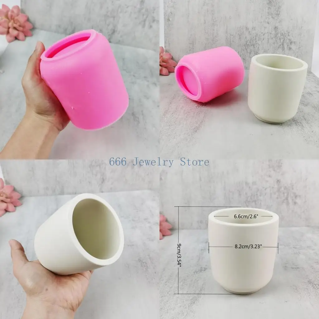 F2TD Flower Pot Silicone Mold Concrete Cement Mold for DIY Pen Holder Home Decors