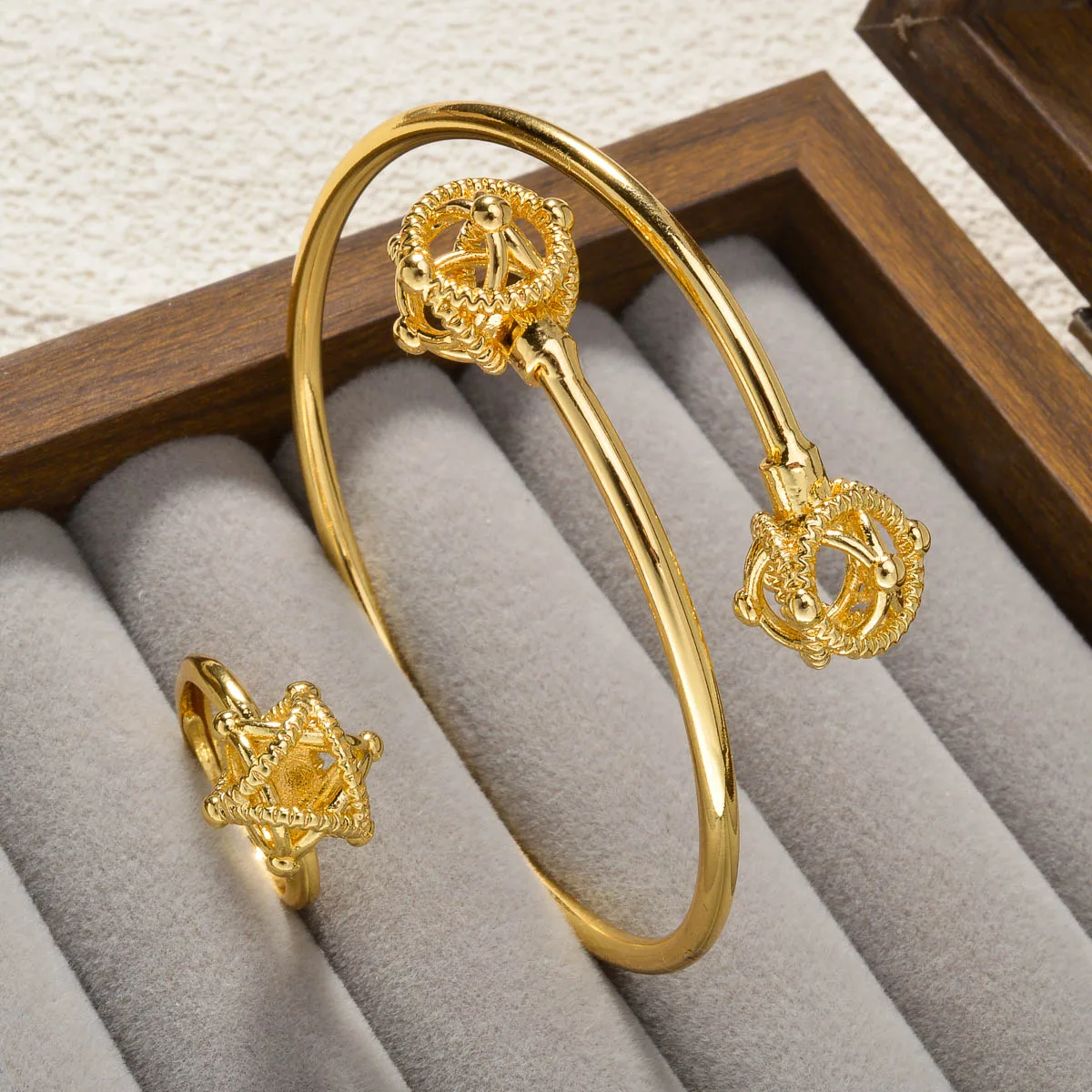 ZEADear Jewelry Sets for Women Best Friends Gift Gold Color Bracelet Classic Bangle Artistic Ring Luxury
