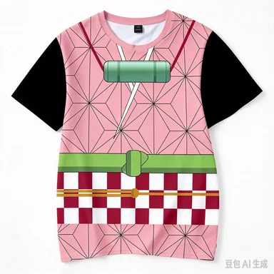 Demon Slayer, Your Beans, Breathable Mesh Character Uniform, Imitation Print, Comic Exhibition Outfit, Casual Top