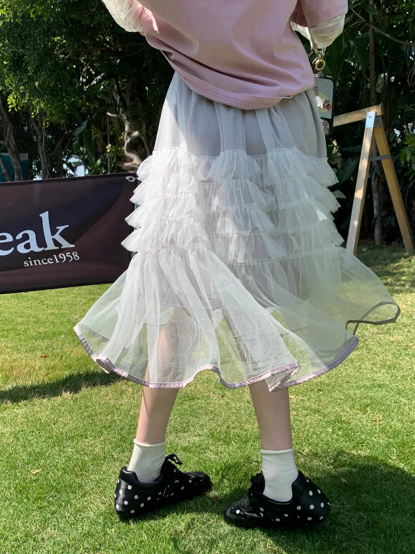 

Новая женская летняя юбка-миди Cheese Rabbit Mesh Cake Skirt, нежная, свободная, А-силуэта, дышащая, с высокой талией, из полиэфирного волокна