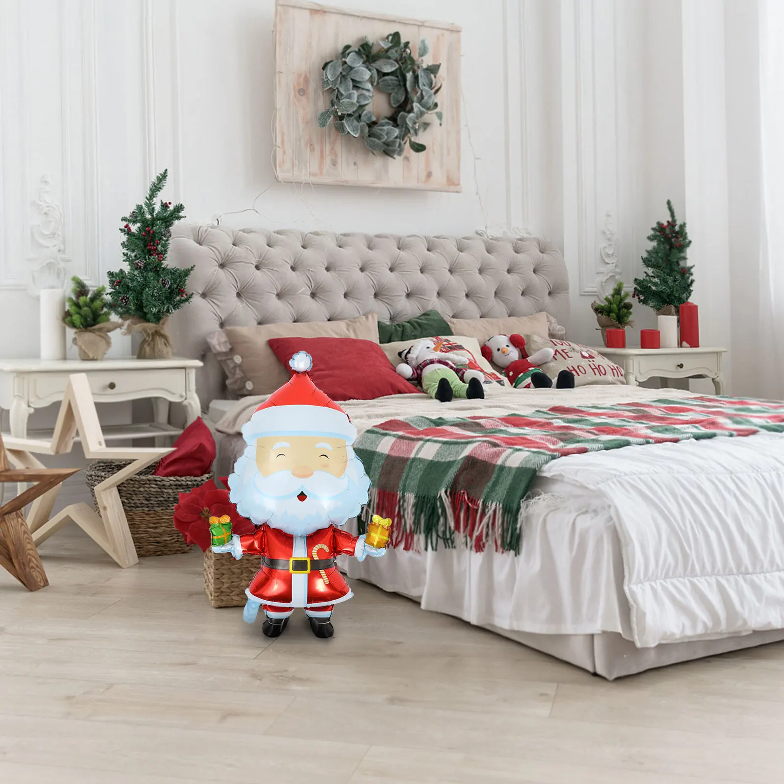 

5Pcs Christmas Balloons Santa Clause Theme Lovely Holiday Decorations Compact Portable Festive Party Supplies Aluminum Foil