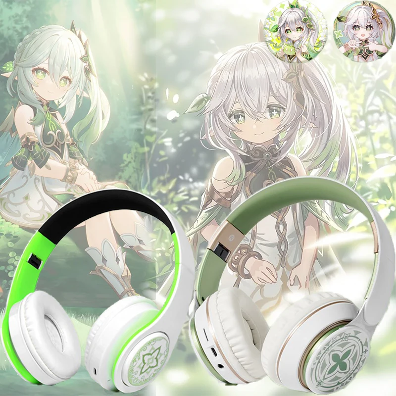 Genshin Impact Nahida Headphones TWS Wireless Bluetooth Earphones Cosplay Prop Portable Anime Cartoon HIFI Stereo Cute Headset