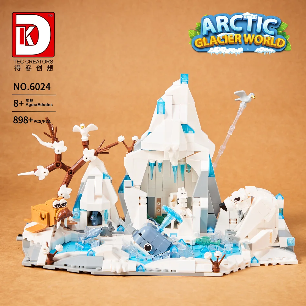 New 6024 898pcs MOC Arctic Glacier Snow Scene Building Blocks Bricks Assembling Model DIY Toys for Children Christmas Gift Set