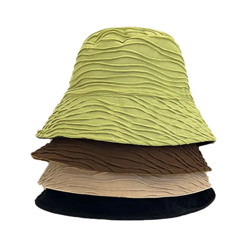 Reversible Bucket Hat for Women Men Wavy Pattern Double-Side-Wear Foldable Fisherman Cap Casual Couple Sun Hats Panama Basin Hat