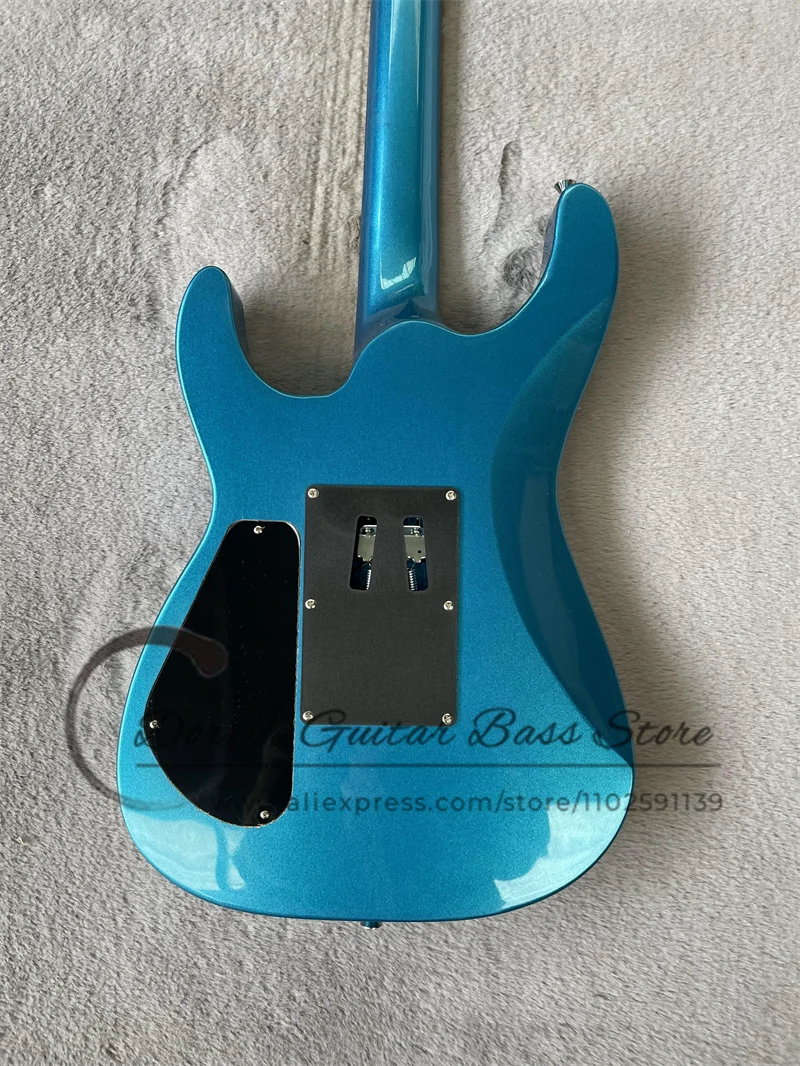 Metallic Blue Electric Guitar Jac Body Maple Fingerboard Shark Inlaid SSH Pickup Tremolo Bridge Neck Set In body support custom