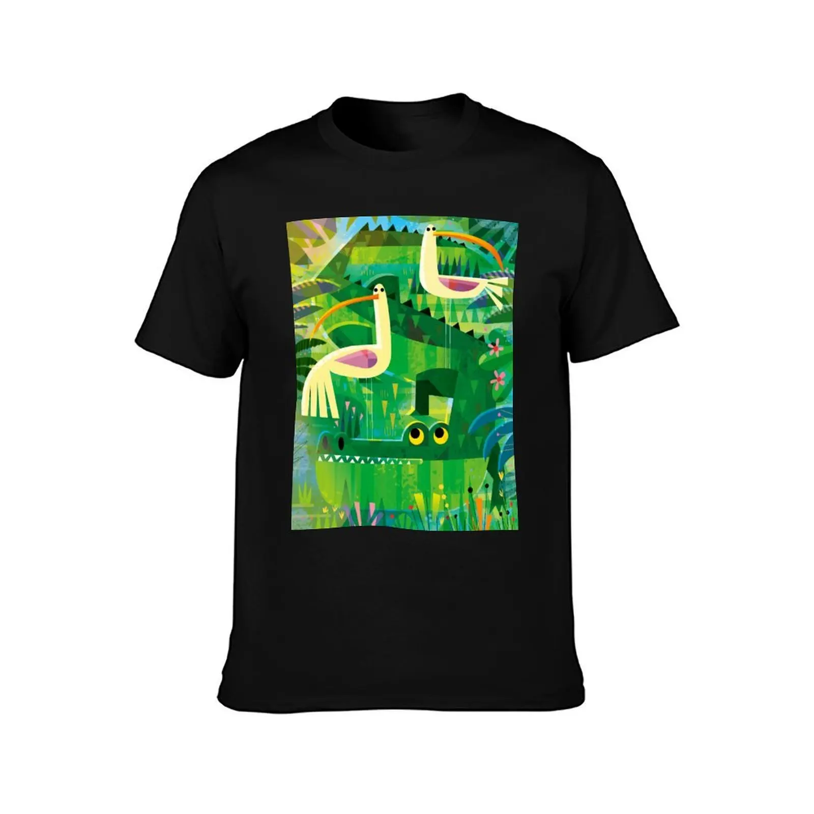 Croc and birds T-Shirt Casual Daily Graphic Tee T-Shirt