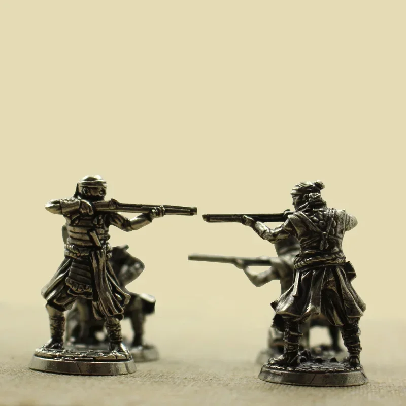 Pure Copper Japanese Shogunate Samurai Ancient Soldier Musketeer Toy Model Table Games Car Decoration Figure