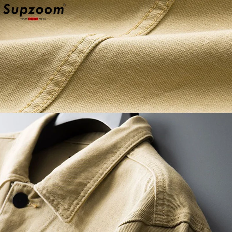 Supzoom New Arrival Top Fashion Men Casual Denim Jeans Single Breasted Cotton Solid Turn-down Collar Short Bomber Jacket