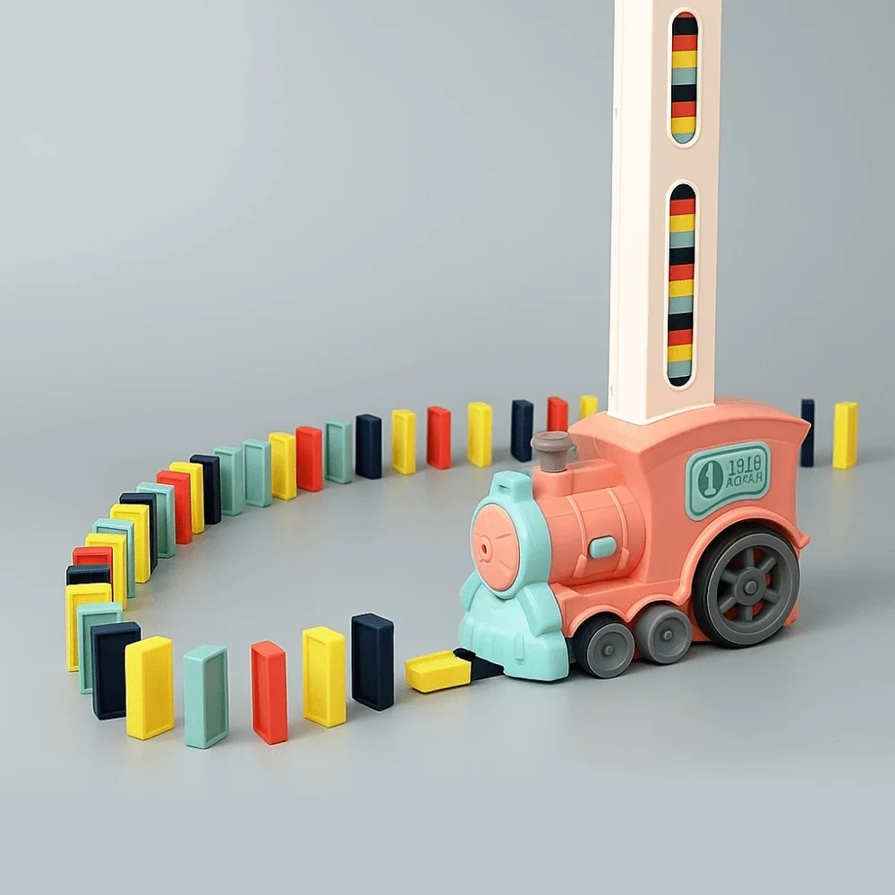 Geluid Licht Intelligente kinderen DIY Educatieve puzzelblokken Automatische lancering Kleine trein Automatisch leggen Domino-trein